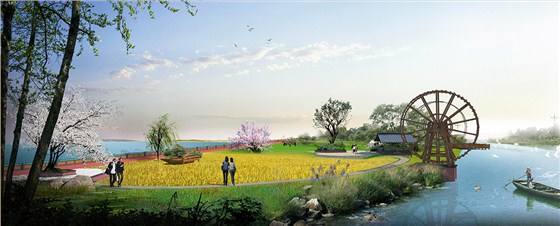 洪梅镇乌沙村村庄规划设计新洲仔绿岛公园效果图一