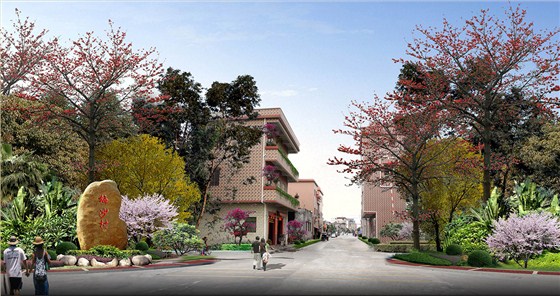 洪梅镇梅沙村特色村庄塑造工程项目整体规划入口大门效果图