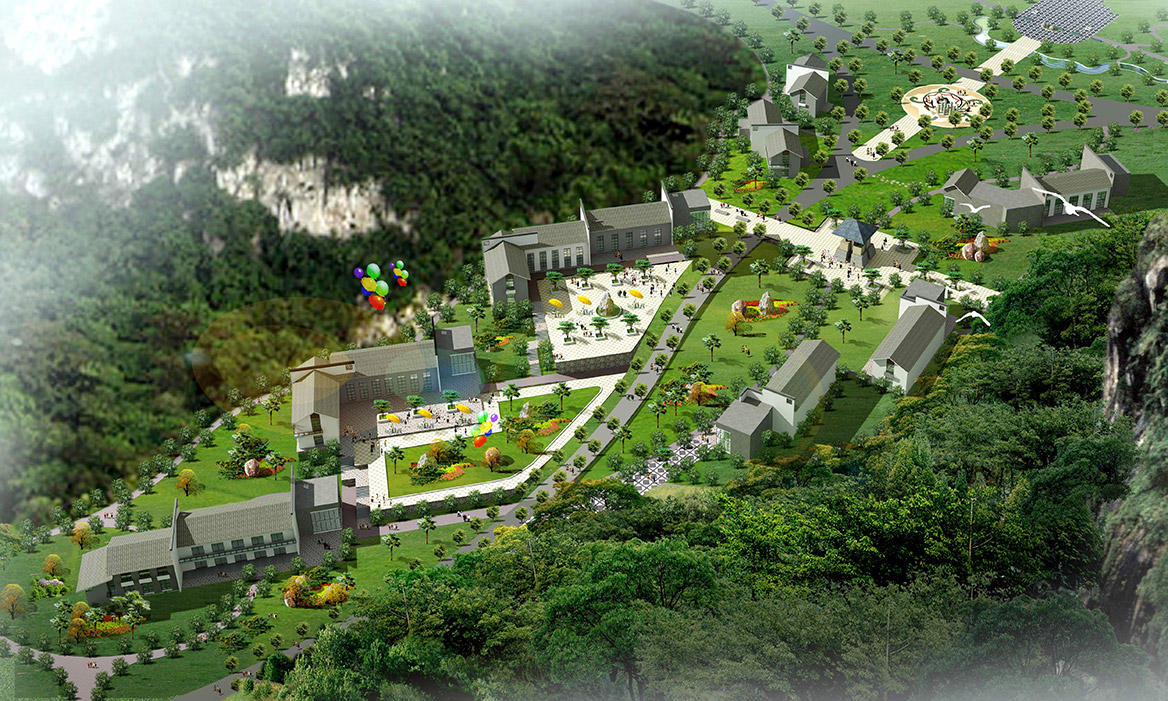 柳州市马鹿山公园景观规划方案设计鸟瞰图