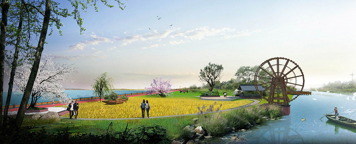 洪梅镇乌沙村村庄规划设计新洲仔绿岛公园效果图一